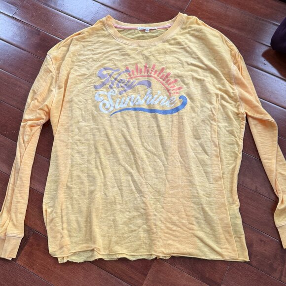 C&C California "Hey Sunshine" Women's Yellow Long Sleeve Graphic Shirt, size XL - Picture 5 of 6